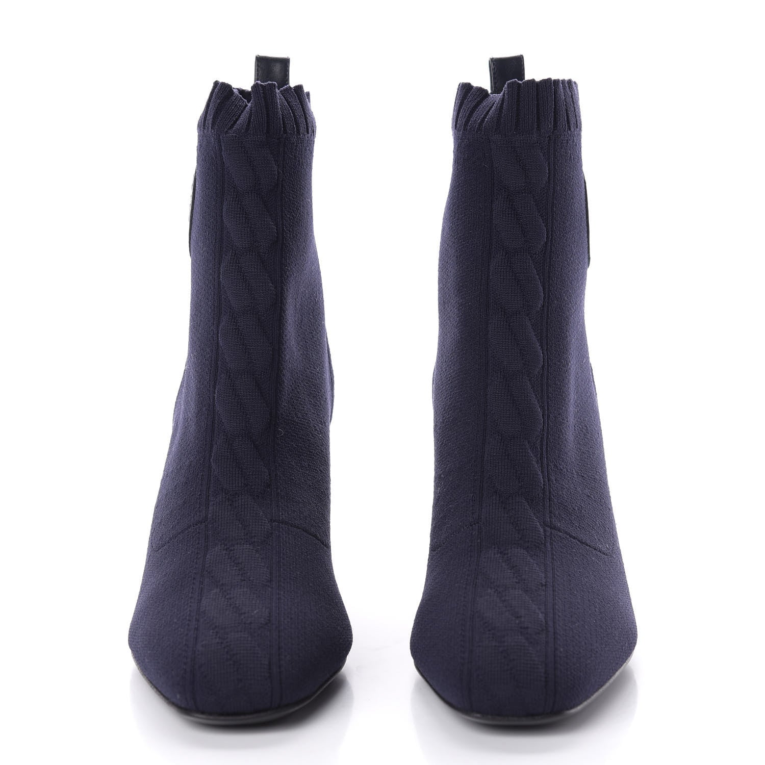 Hermes Knit Calfskin Volver 60 Ankle Boots 38 Bleu Diplomatique 2 of 9