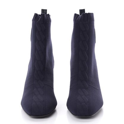 Hermes Knit Calfskin Volver 60 Ankle Boots 38 Bleu Diplomatique 2 of 9