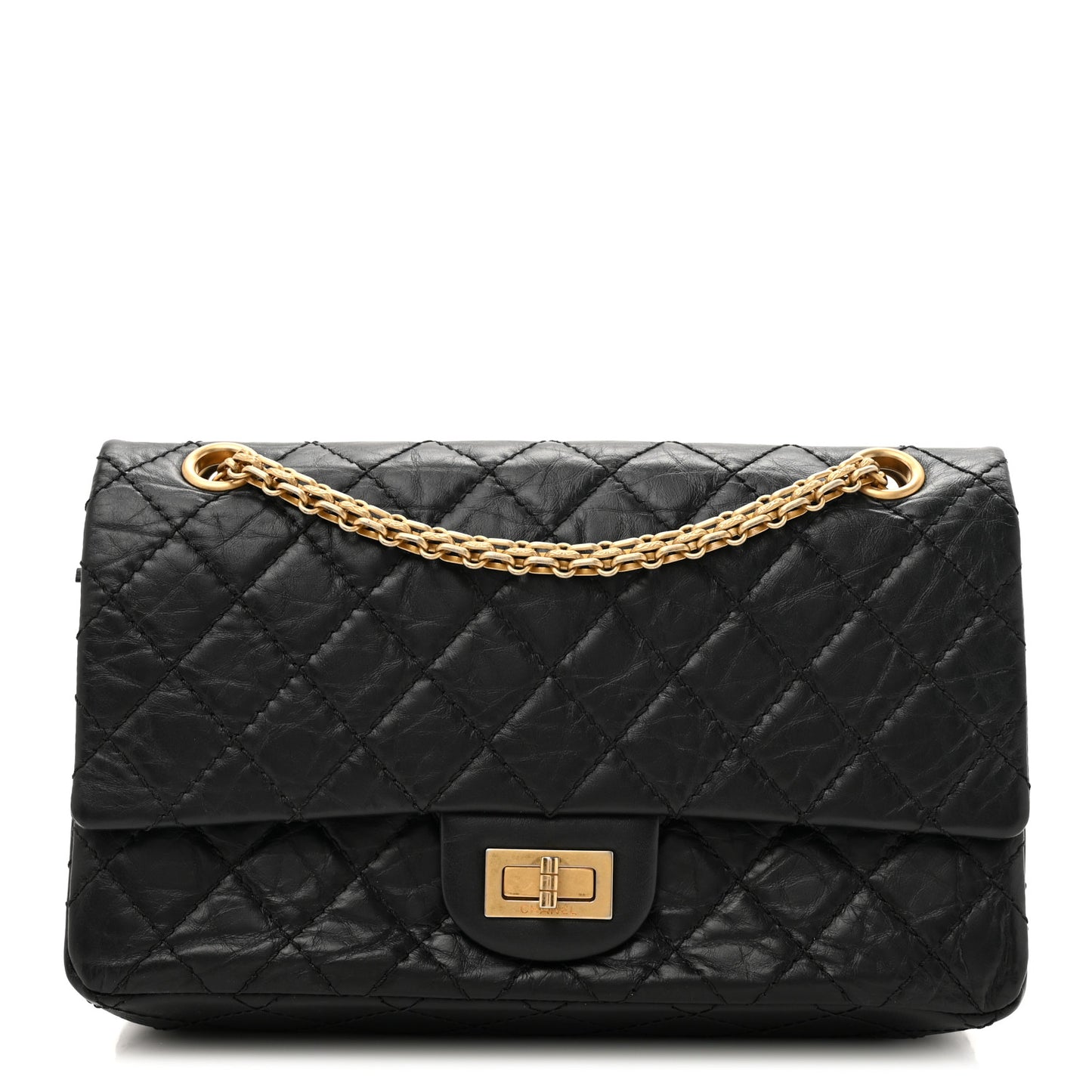 Aged Calfskin Quilted 2.55 Reissue 225 Flap Black