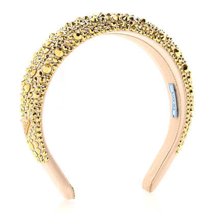 Prada Satin Crystal Embellished Headband Platino 3 of 5