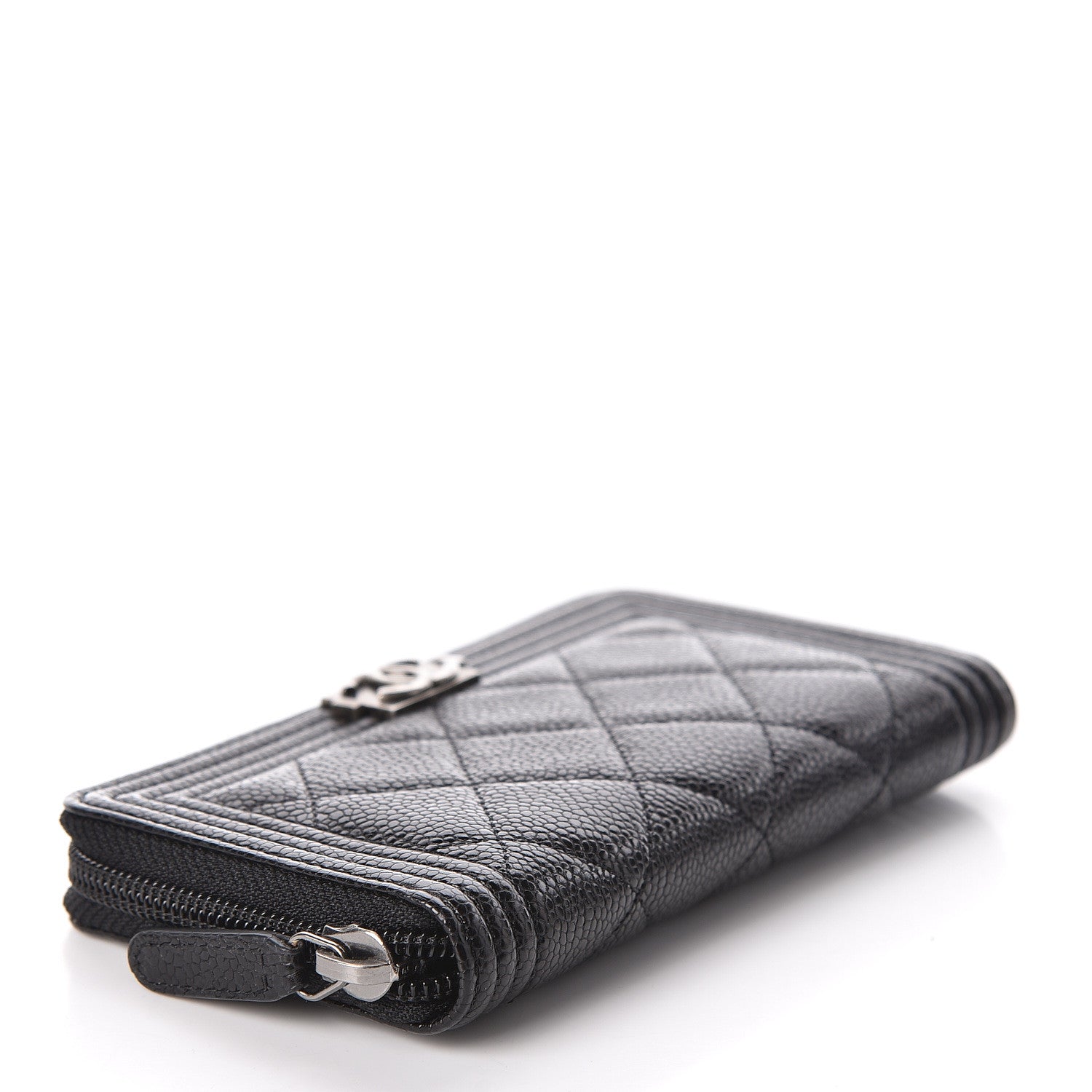 Chanel Caviar Quilted Small Boy Zip Around Wallet Black 4 of 8