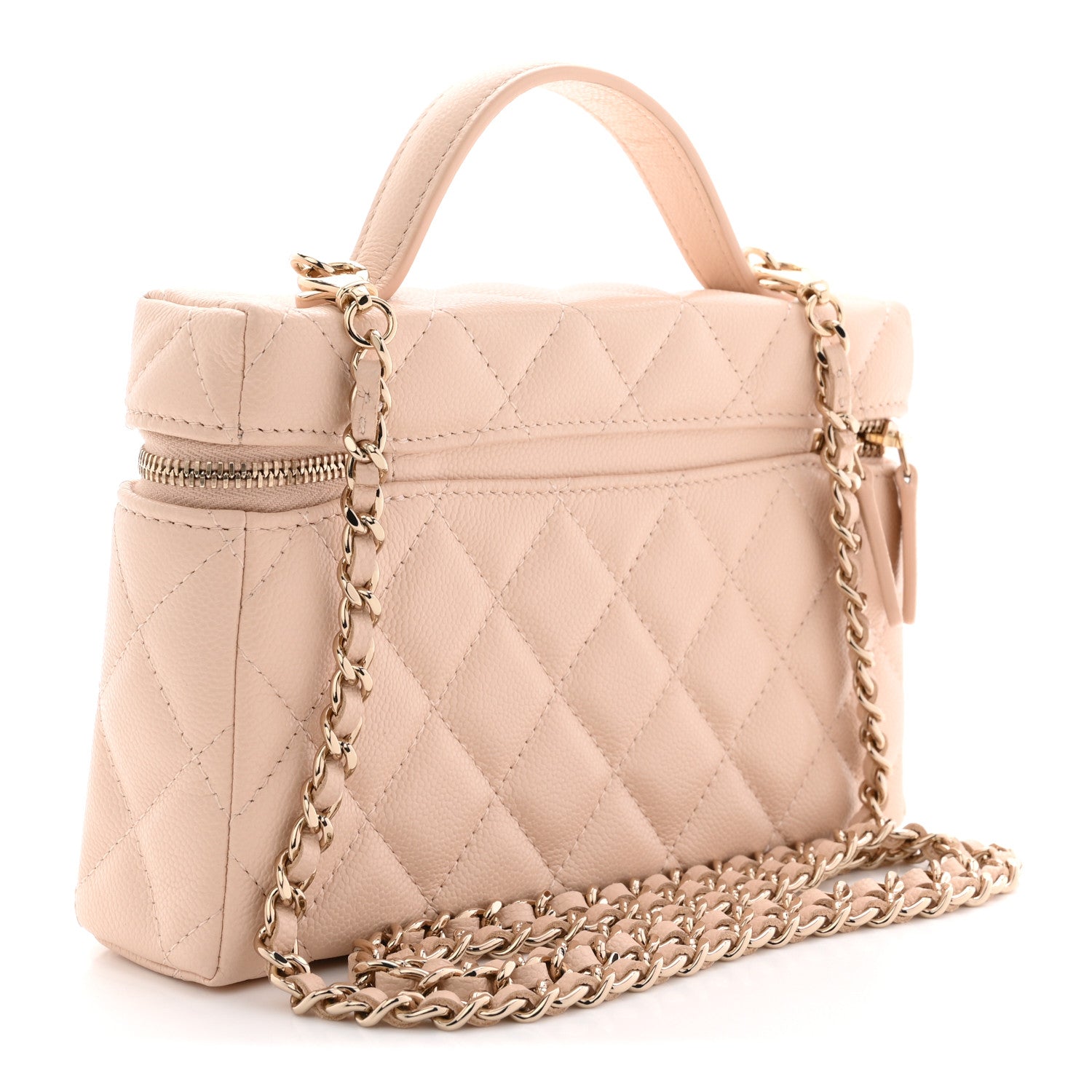 Chanel Caviar Quilted Top Handle Slim Vanity With Chain Beige 3 of 11