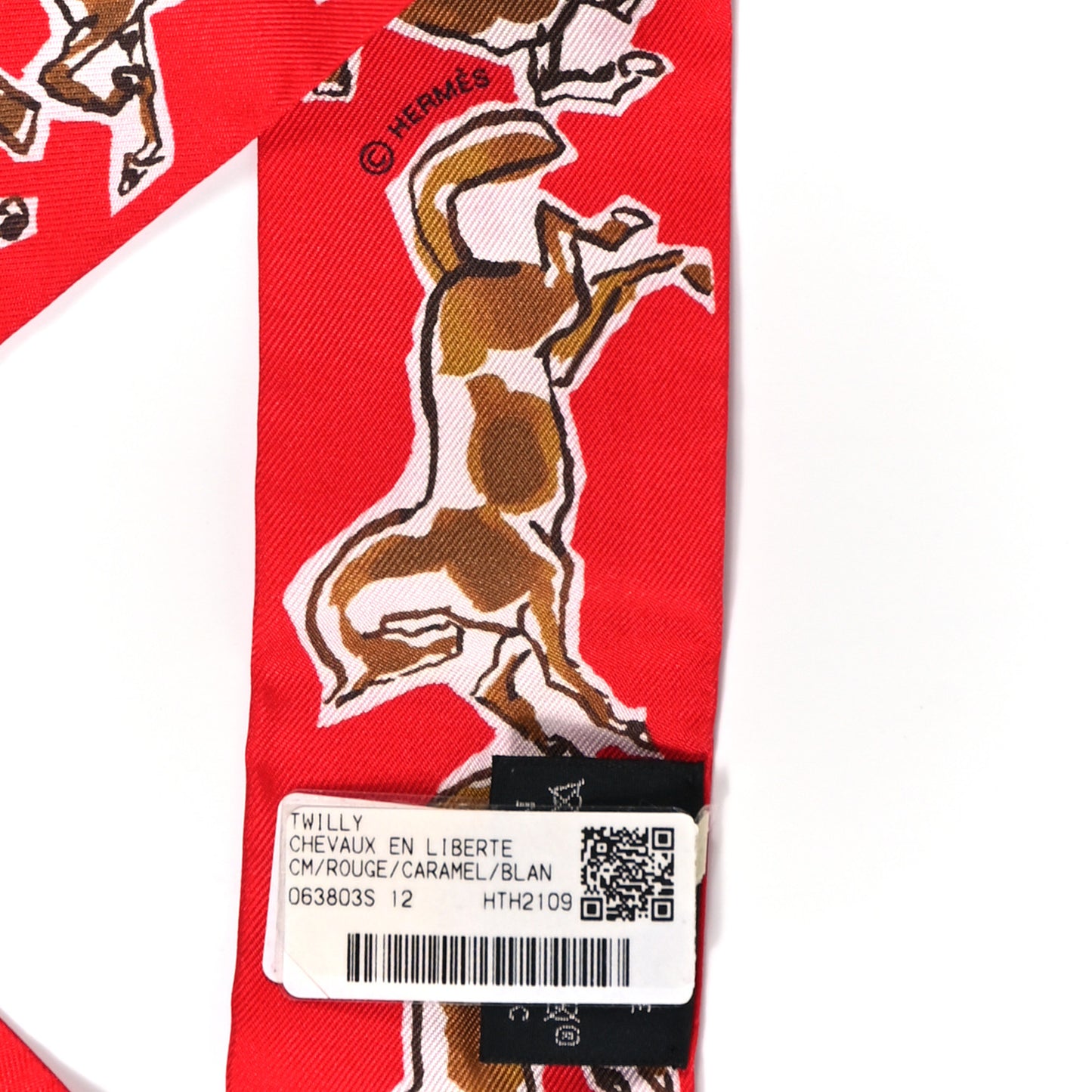 Silk Chevaux En Liberte Twilly Rouge Caramel White