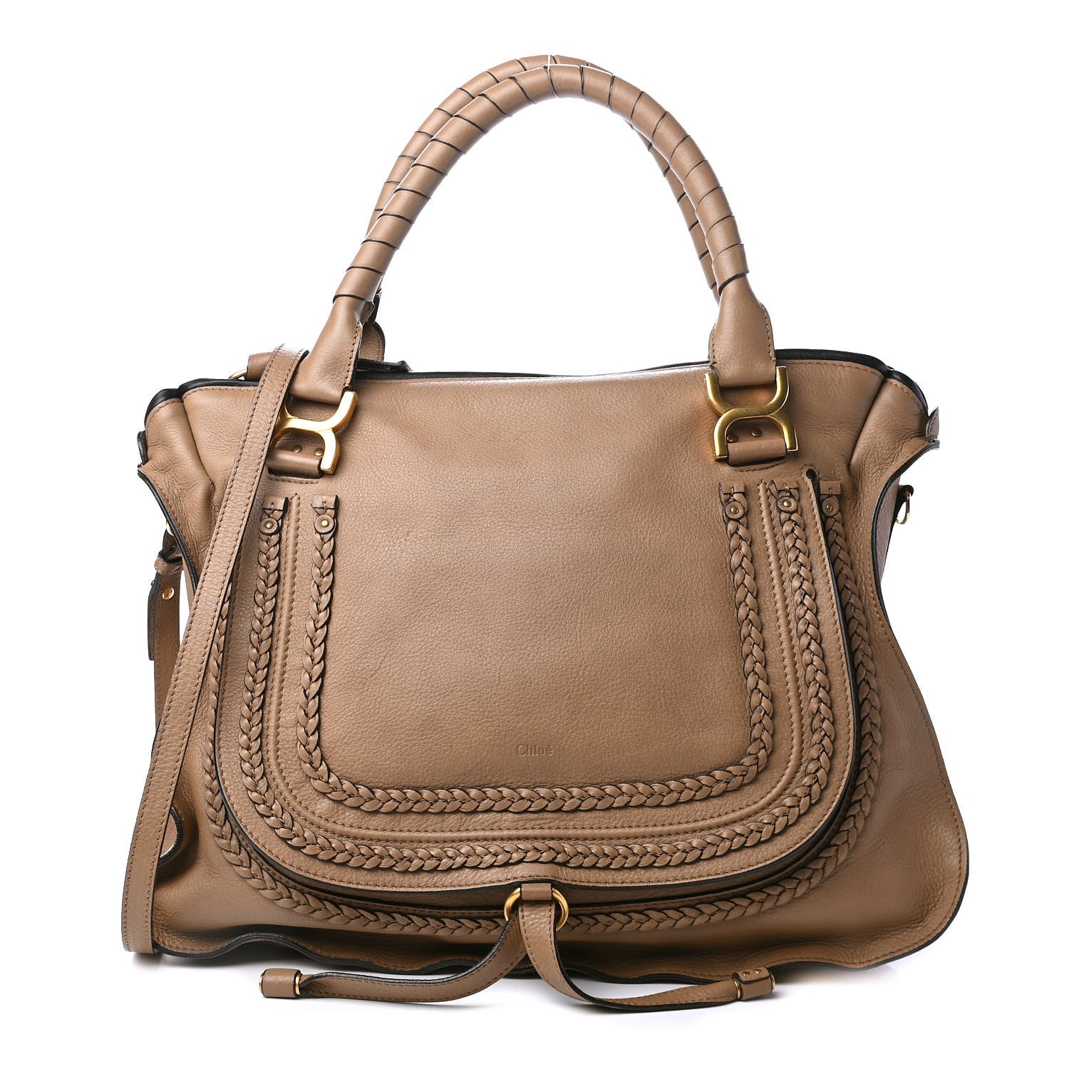 Chloe Calfskin Braided Large Marcie Satchel Nut 1 of 4