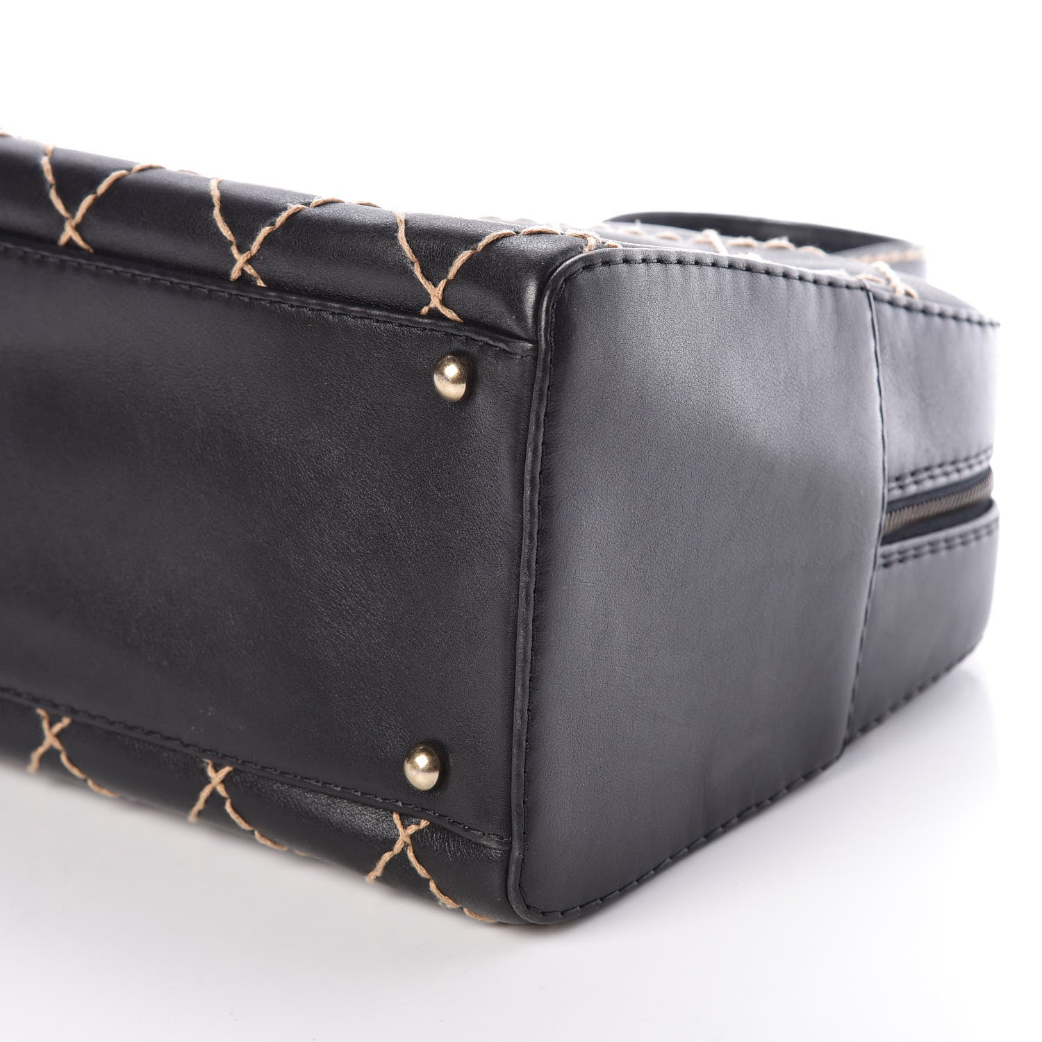 Chanel Calfskin Wild Stitch Top Handle Bag Black 9 of 9