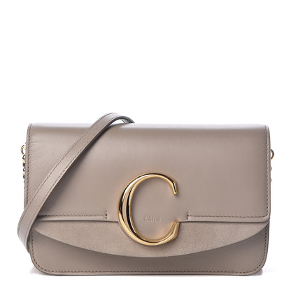 Chloe Calfskin Suede C Clutch With Chain Motty Grey 1 of 11