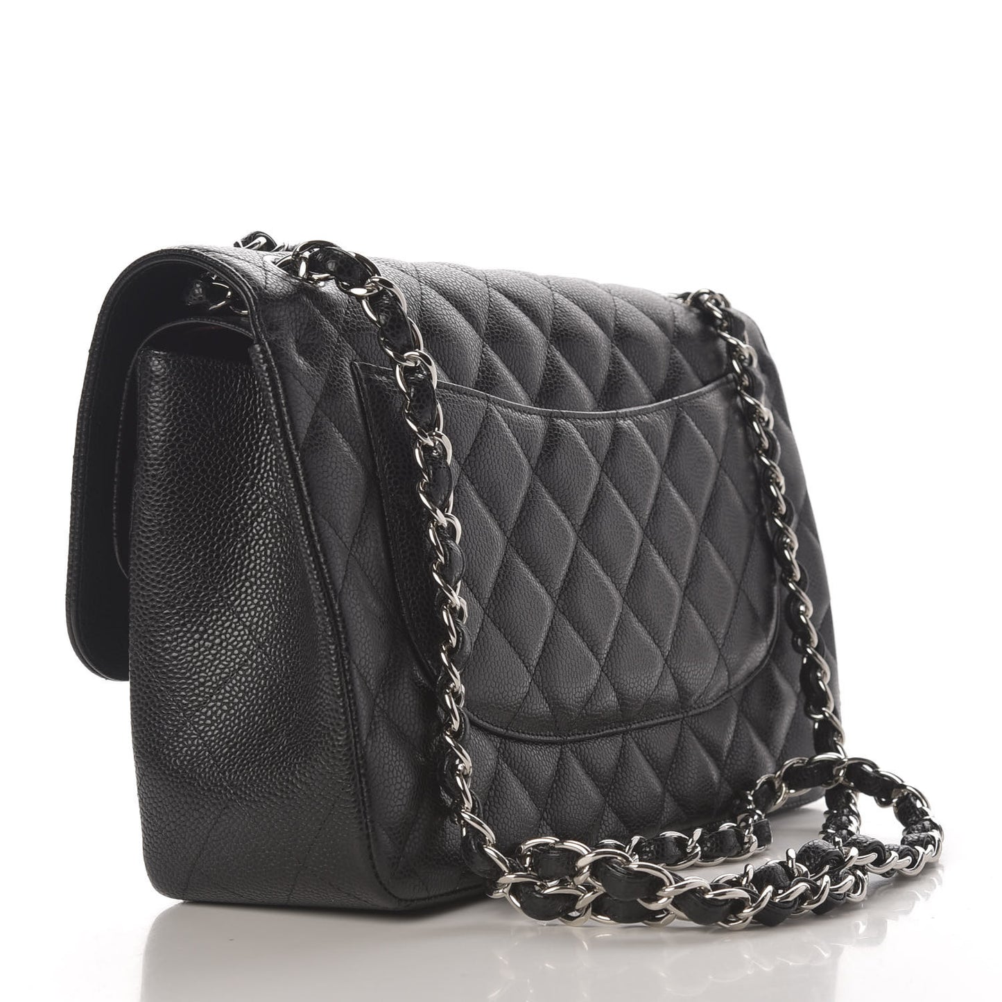 Caviar Quilted Jumbo Double Flap Black