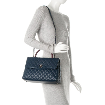 Chanel Caviar Lizard Quilted Medium Coco Handle Flap Navy 2 of 8