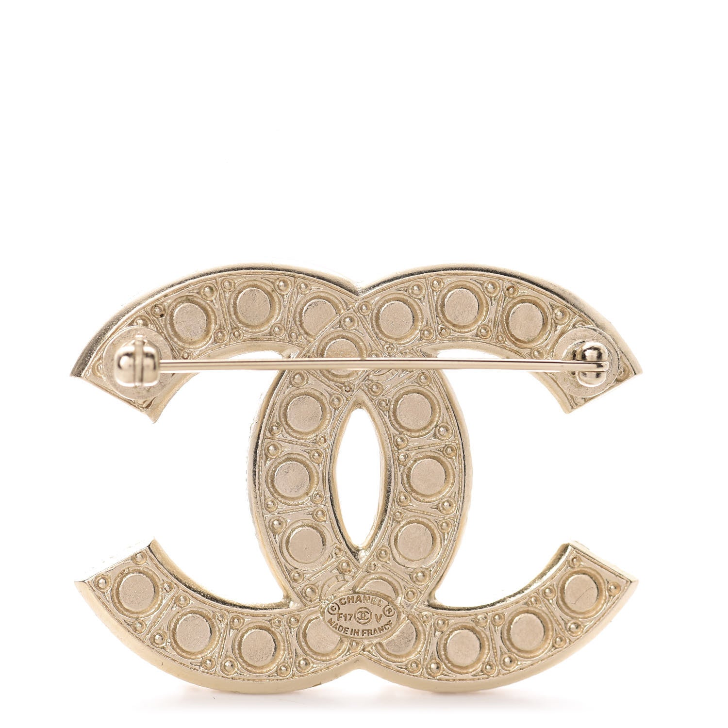 Chanel Pearl Crystal CC Brooch Gold 3 of 5
