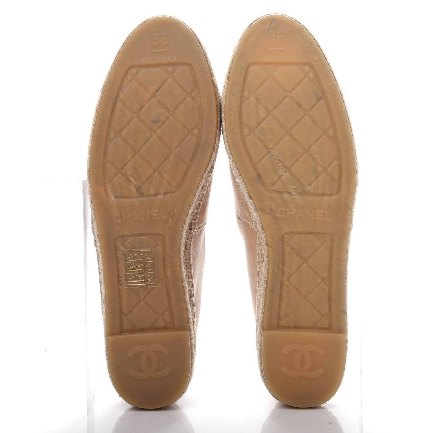 Lambskin CC Espadrilles 38 Beige Black