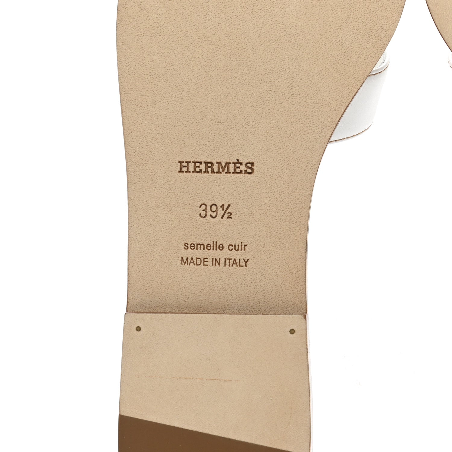 Hermes Box Calfskin Oran Sandals 39.5 White 6 of 9