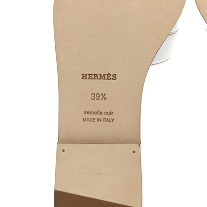 Hermes Box Calfskin Oran Sandals 39.5 White 6 of 9