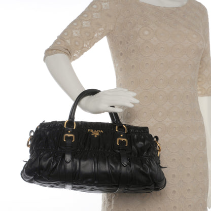 Prada Nappa Leather Gaufre Handbag Nero Black 2 of 8