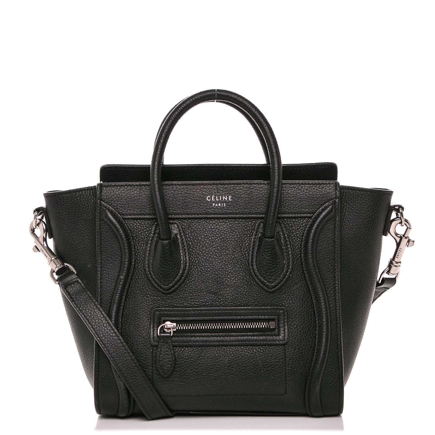 Celine Drummed Calfskin Nano Luggage Black 1 of 8