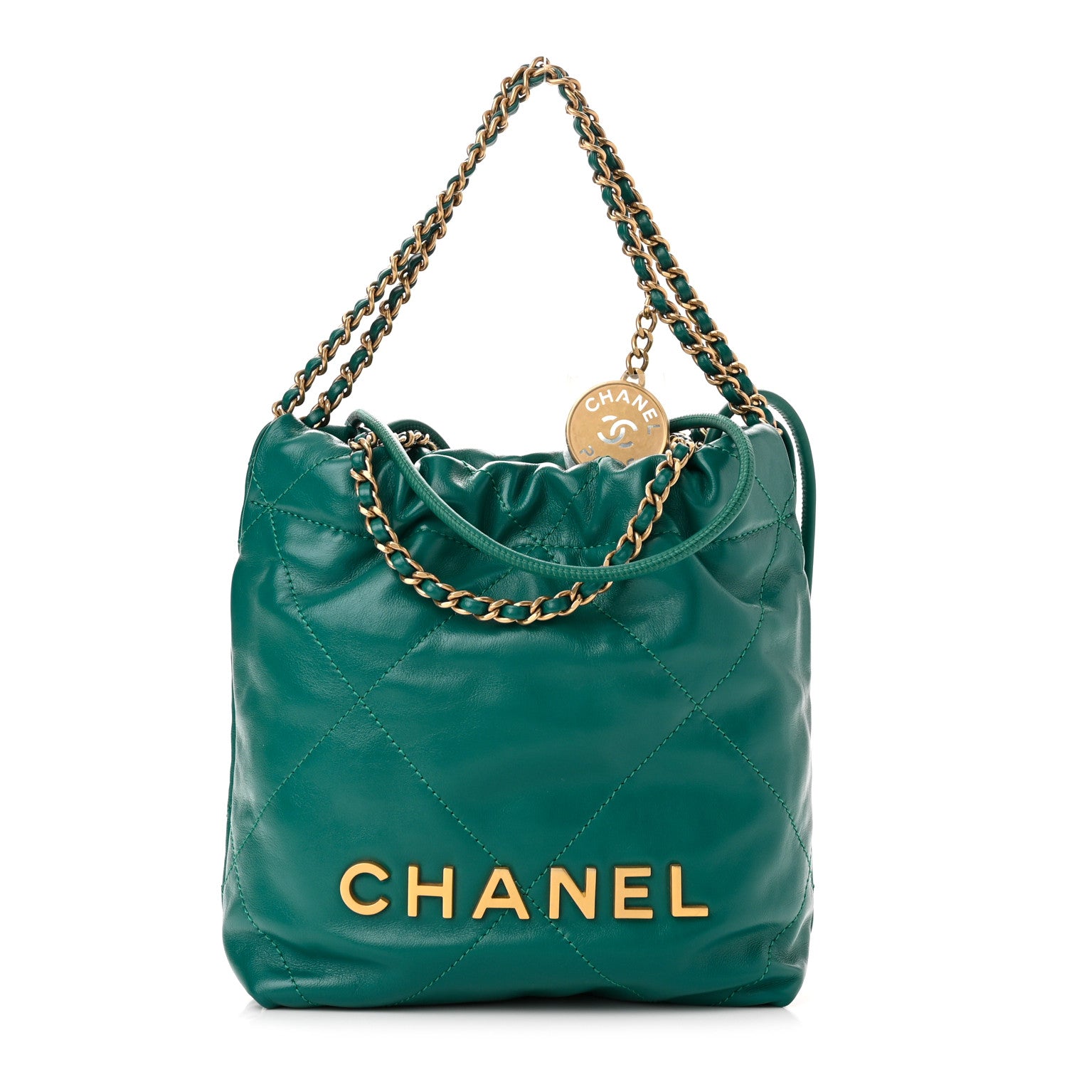 Chanel Shiny Calfskin Quilted Mini Chanel 22 Green 1 of 11