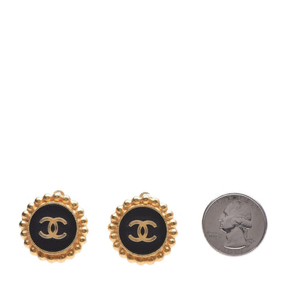 Chanel CC Clip On Earrings Black Gold 2 of 4