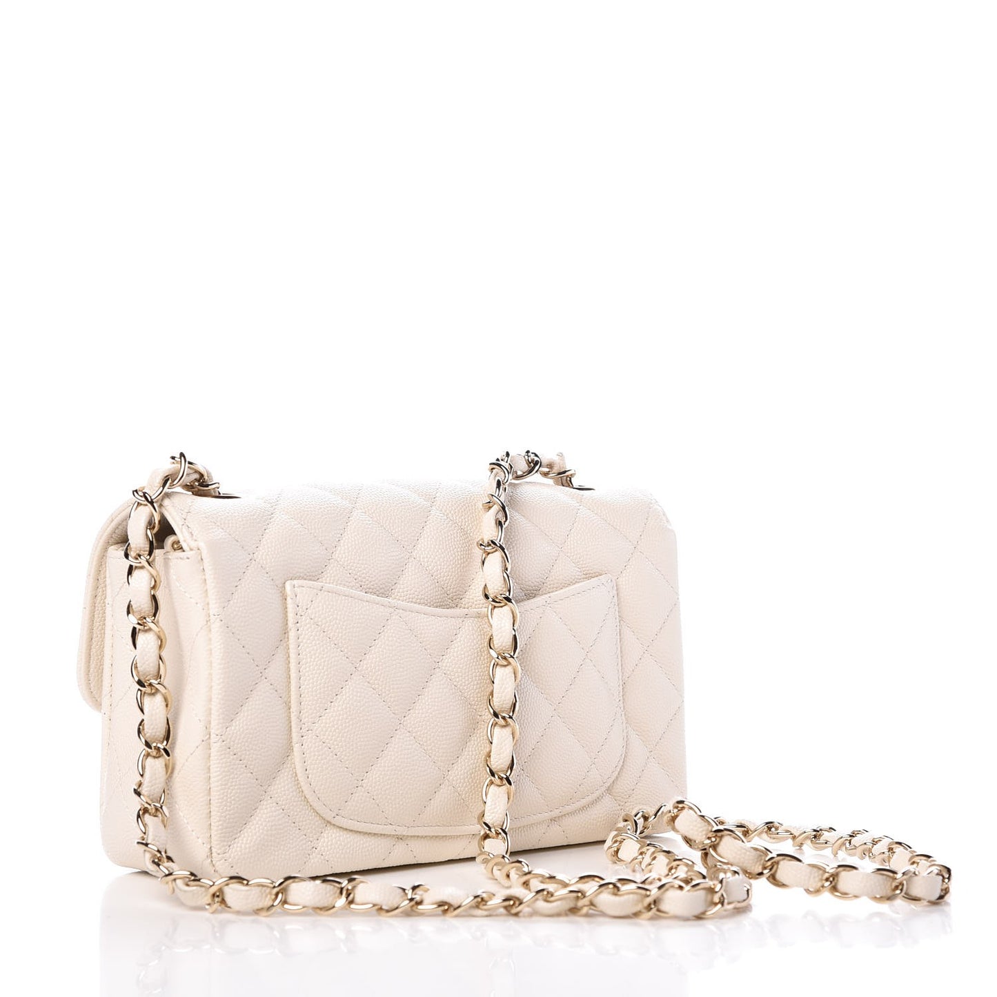 Caviar Quilted Mini Rectangular Flap White