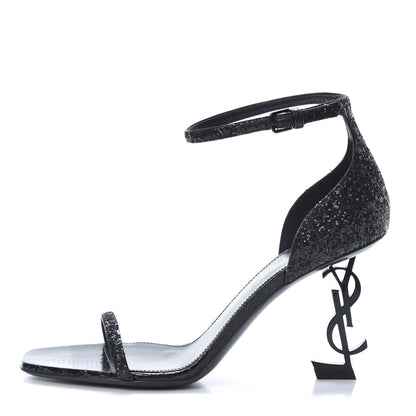 Saint Laurent Glitter Opyum Sandals 38 Black 1 of 11