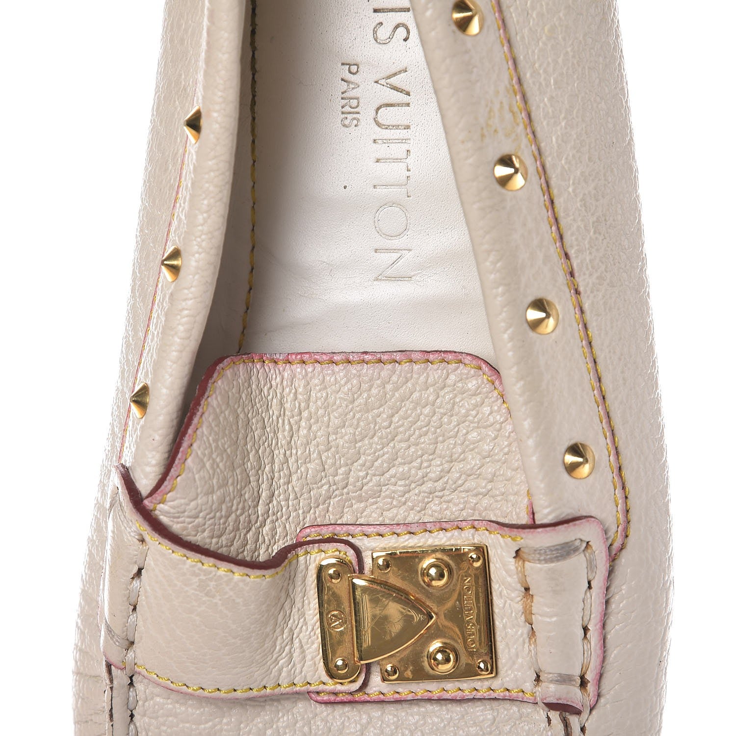 Louis Vuitton Goatskin Studded Suhali Loafers 35.5 Off White 13 of 17