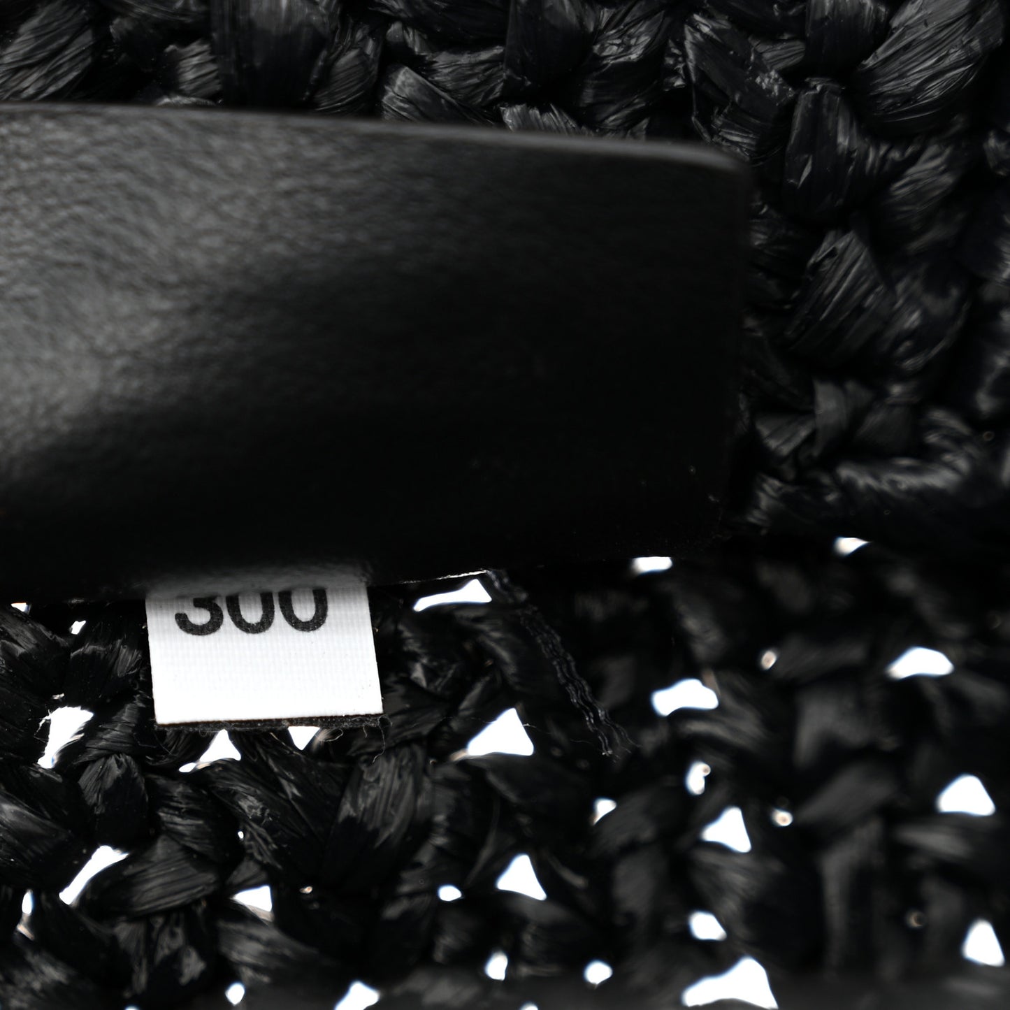 Yarn Raffia Effect Crochet Small Logo Tote Black