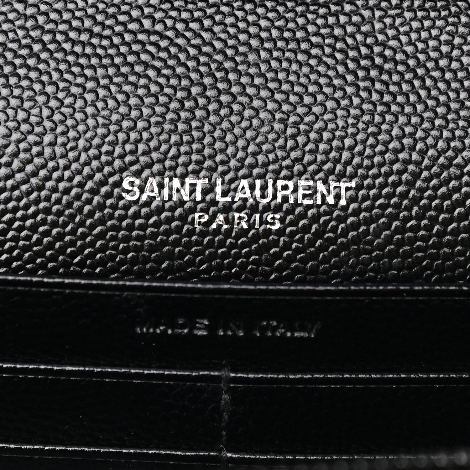 Saint Laurent Grain De Poudre Matelasse Chevron Monogram Chain Wallet Black 6 of 8