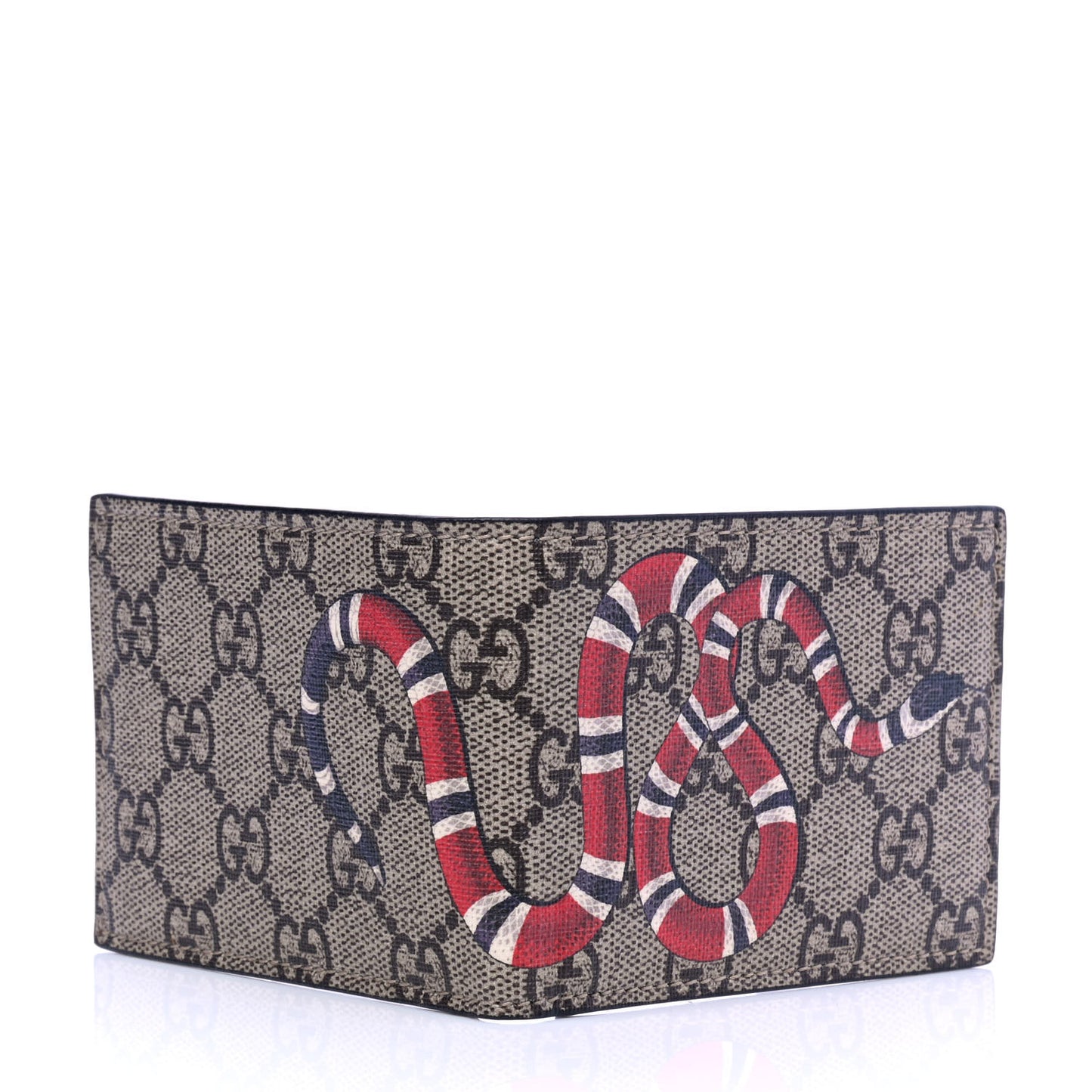 GG Supreme Monogram Kingsnake Bi-Fold Wallet Beige