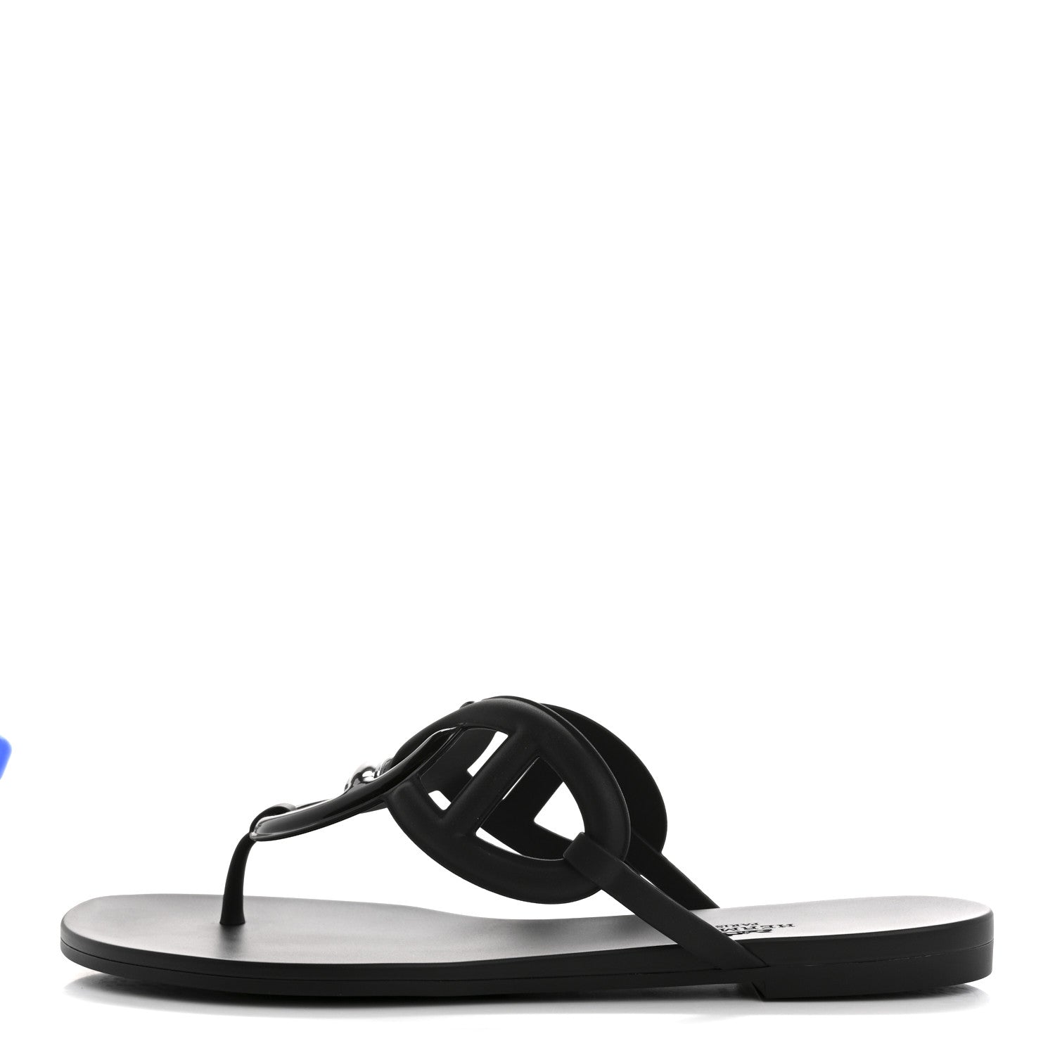 Hermes Rubber Womens Egerie Sandals 41 Black 1 of 9