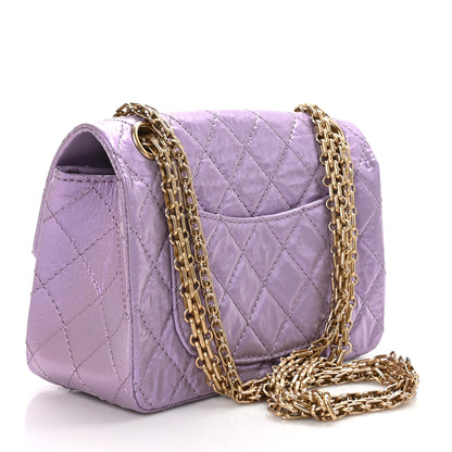 Chanel Glittered Aged Calfskin Quilted Mini 2.55 Reissue Flap Lilac 3 of 11
