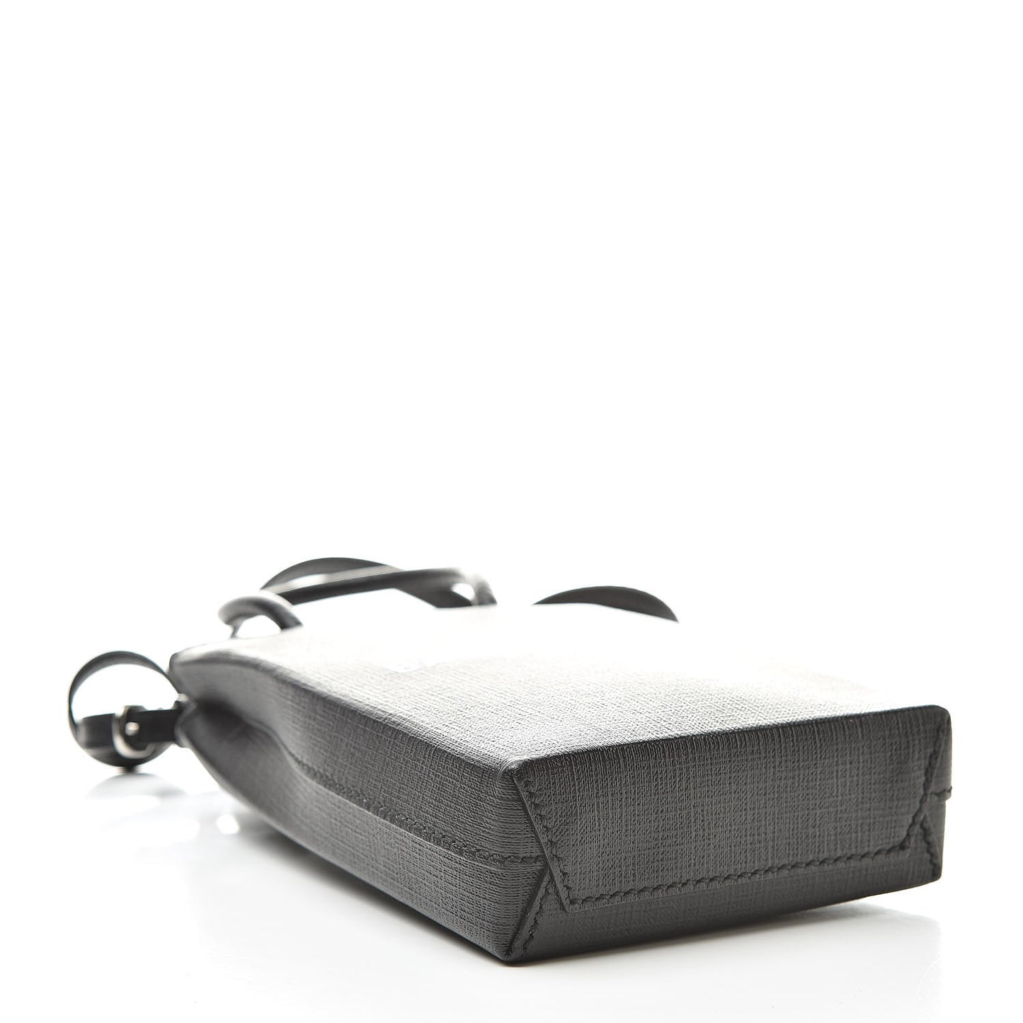 Squared Calfskin Logo Shopping Phone Holder Bag Black