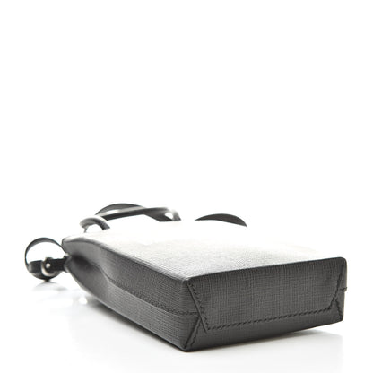Balenciaga Squared Calfskin Logo Shopping Phone Holder Bag Black 4 of 10