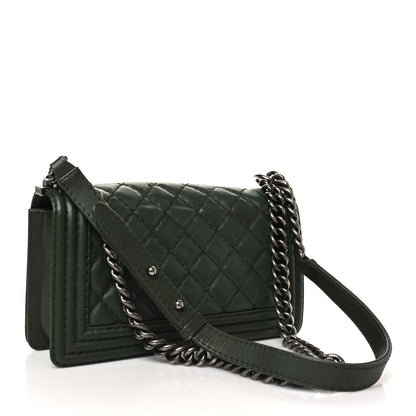 Chanel Calfskin Stitched Medium Boy Flap Dark Green 3 of 10