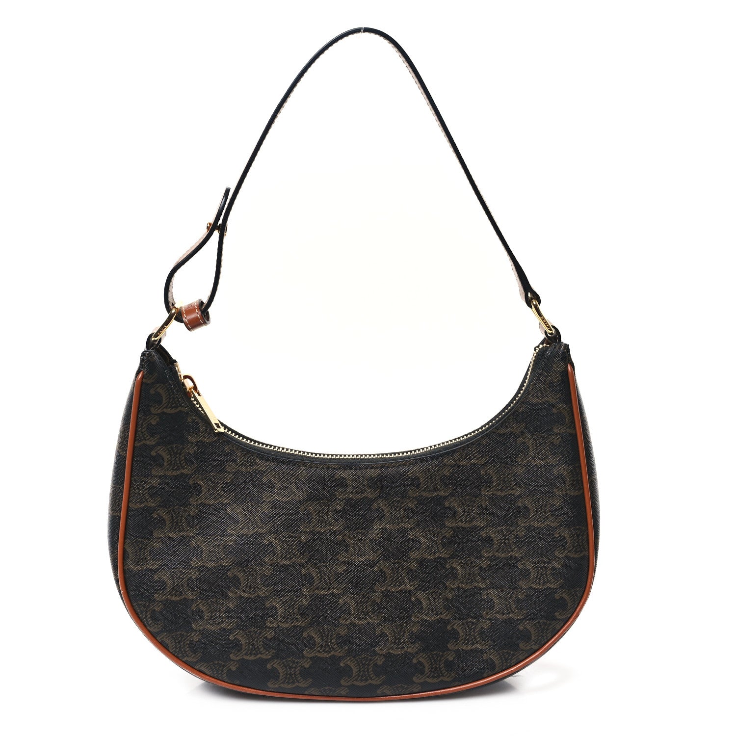 Celine Triomphe Canvas Calfskin Ava Shoulder Bag Tan 1 of 11