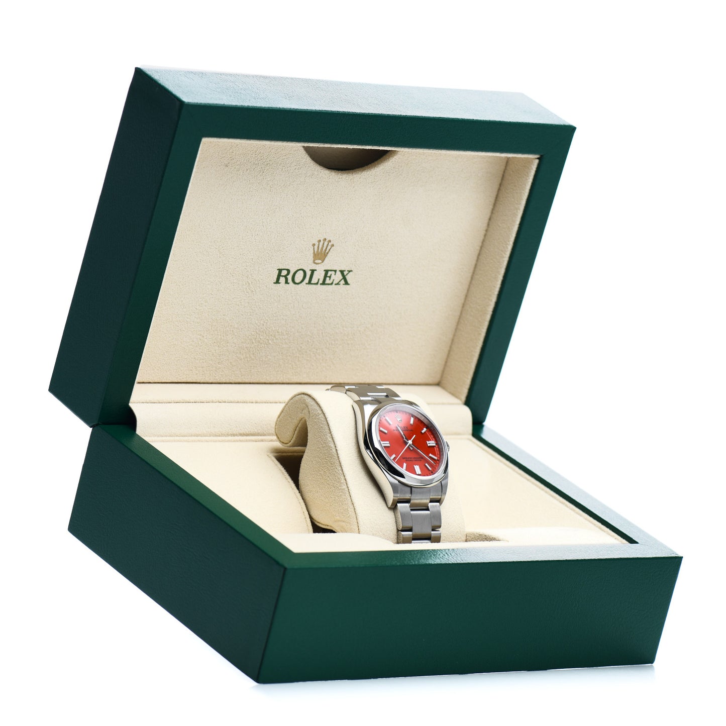 Stainless Steel 36mm Oyster Perpetual Watch Coral Red 126000