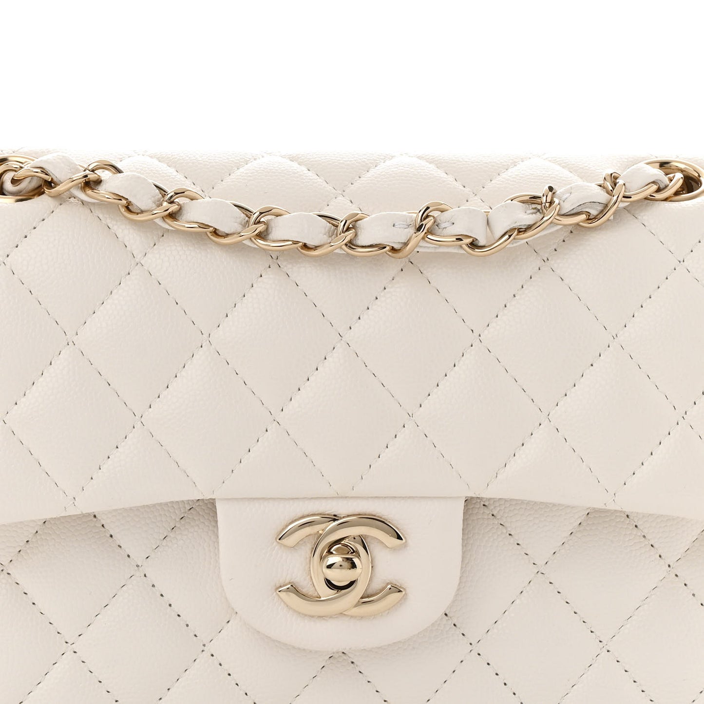Caviar Quilted Small Double Flap White