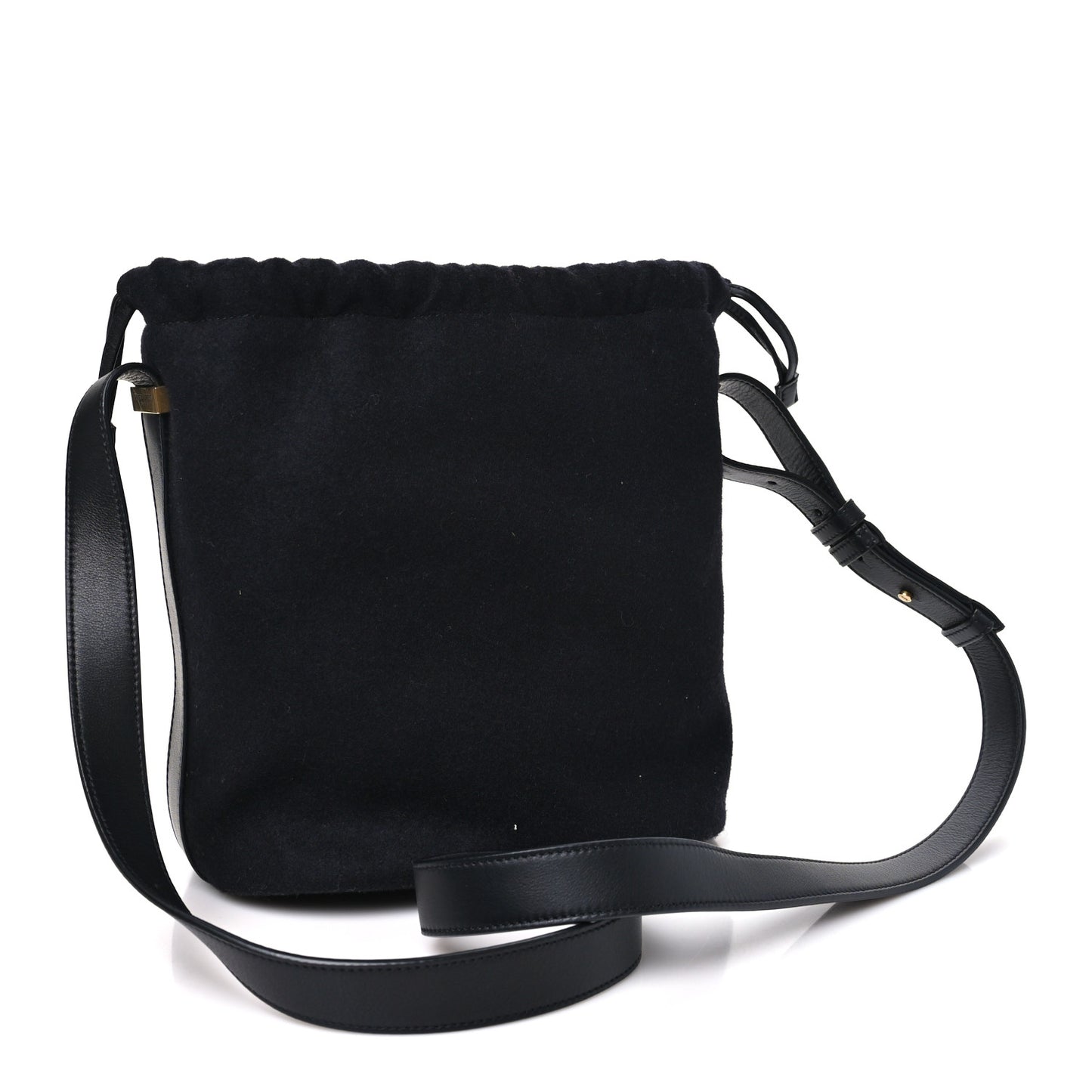 Wool Calfskin Rive Gauche Bucket Bag Black Gold