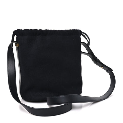 Saint Laurent Wool Calfskin Rive Gauche Bucket Bag Black Gold 4 of 11