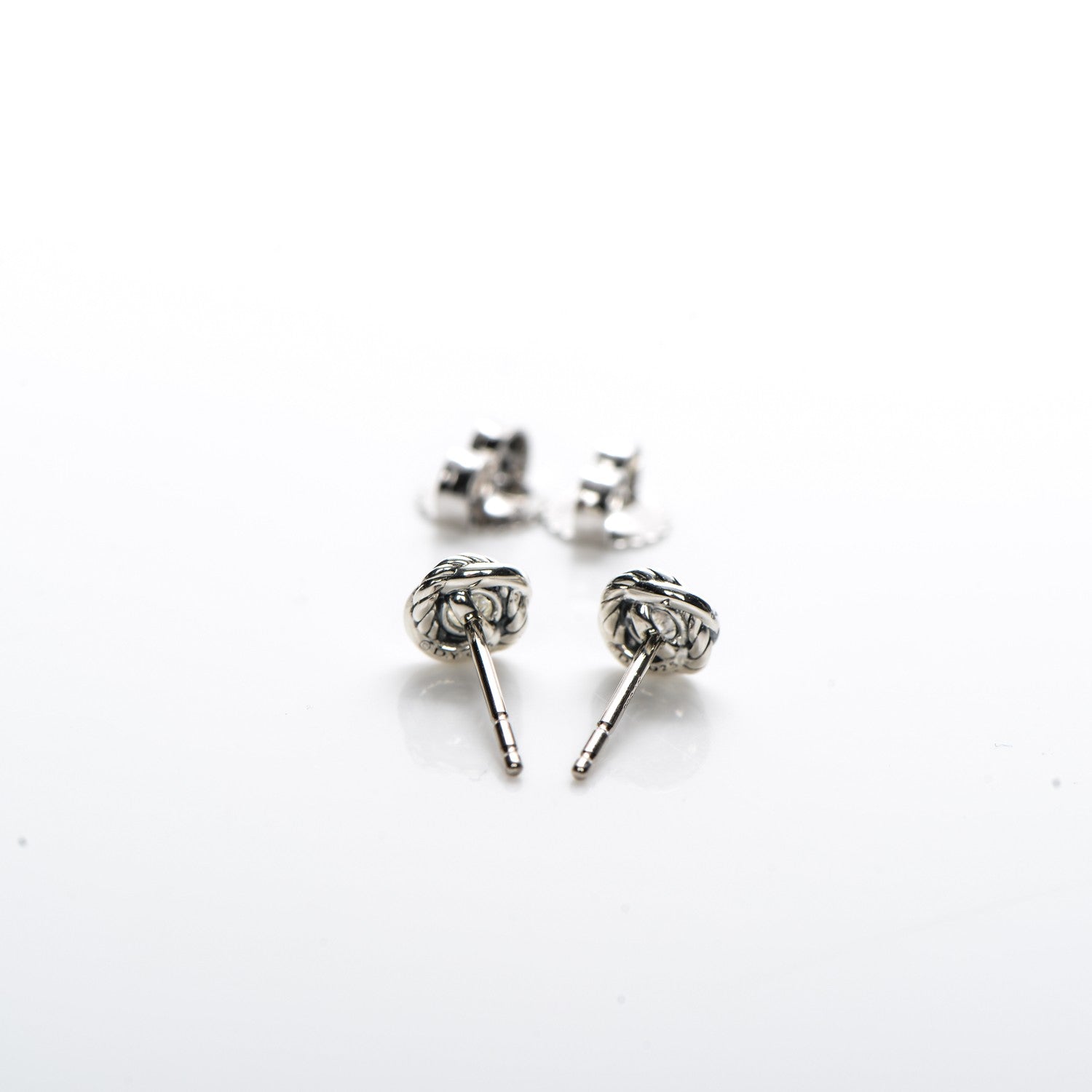 David Yurman Sterling Silver Diamond 7mm Infinity Stud Earrings 3 of 5