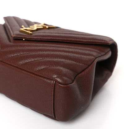 Saint Laurent Sheepskin Matelasse Chevron Monogram Medium College Bag Old Brandy 9 of 12