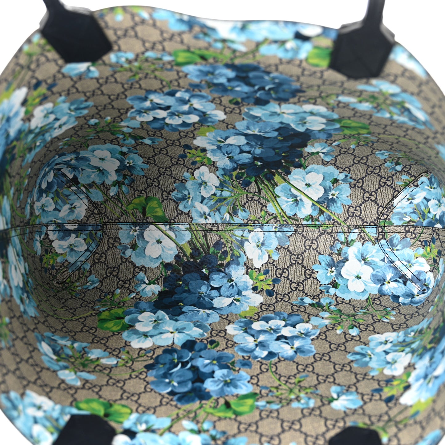 GG Supreme Monogram Blooms Medium Reversible Tote Beige Blue Navy