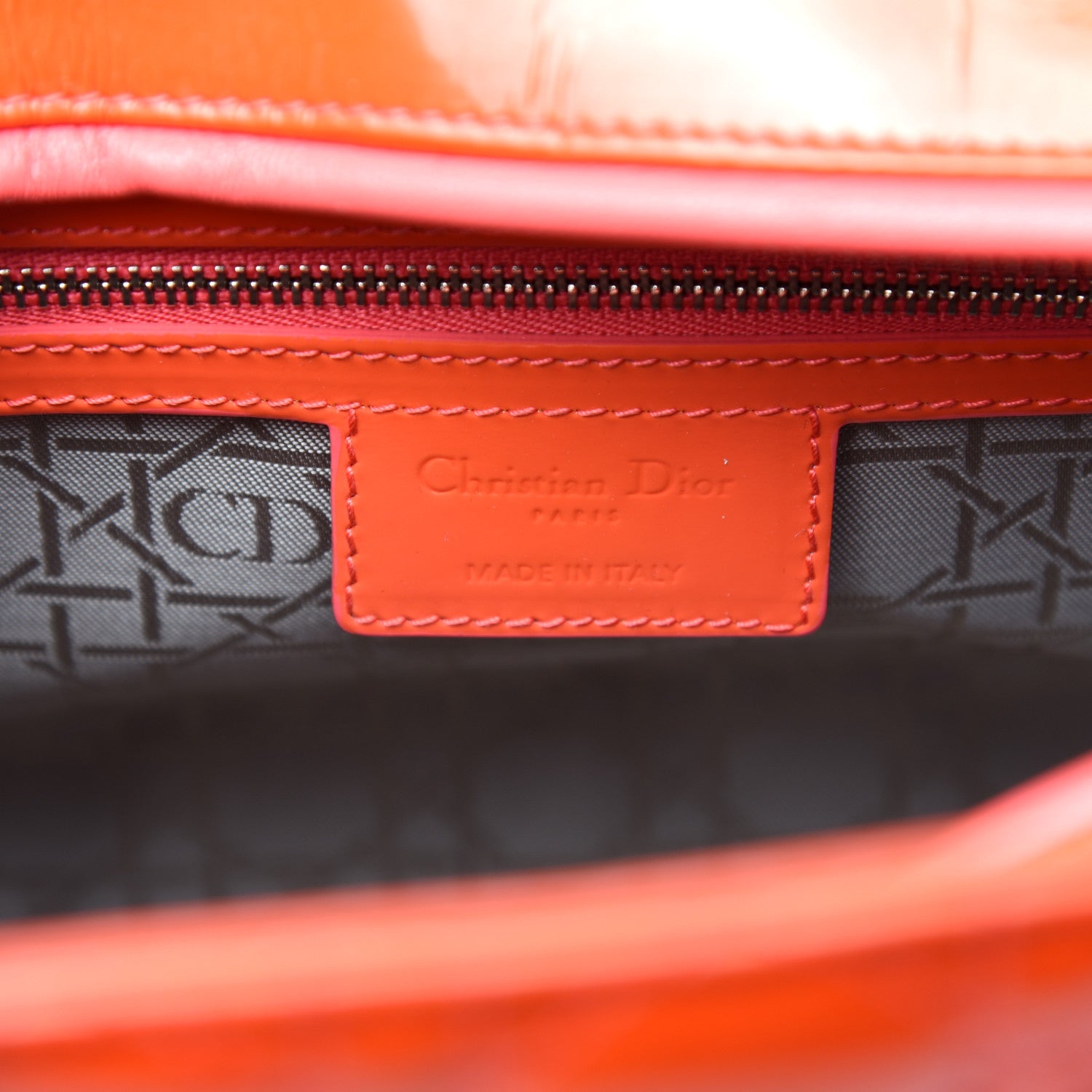 Christian Dior Patent Cannage Large Lady Dior Orange 6 of 9