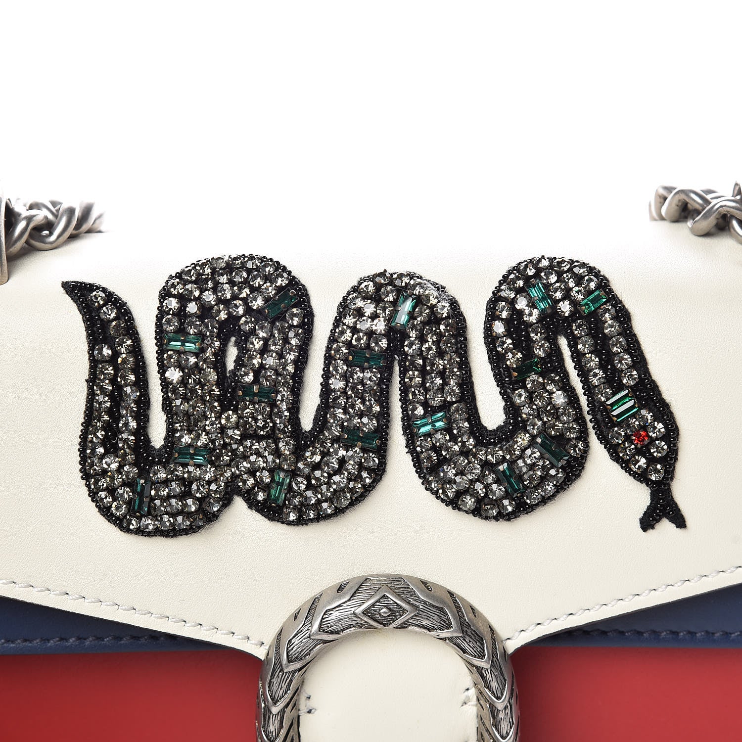 Gucci Calfskin Crystal Snake Embroidered Mini Dionysus Shoulder Bag Mystic White Hibiscus Red Blue Agata 8 of 13