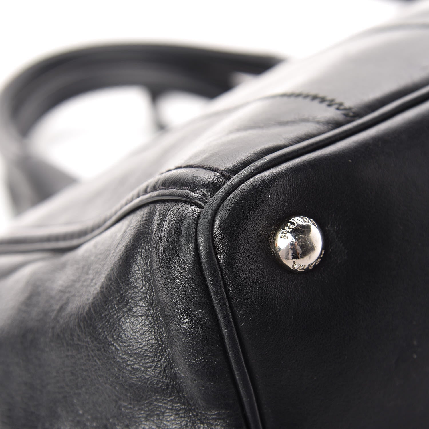 Prada Nappa Vertical Stitched Tote Black 10 of 17