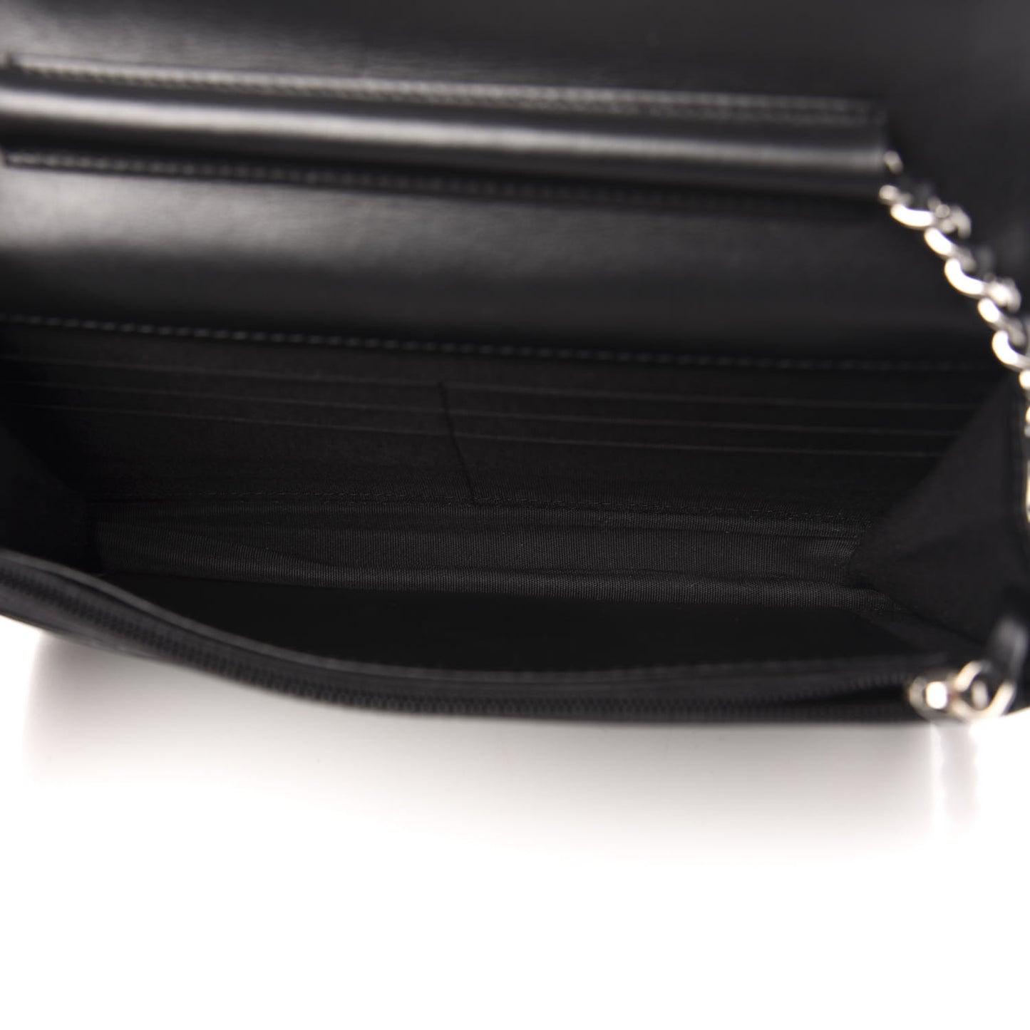 Goatskin Camellia Embossed Wallet on Chain WOC Black