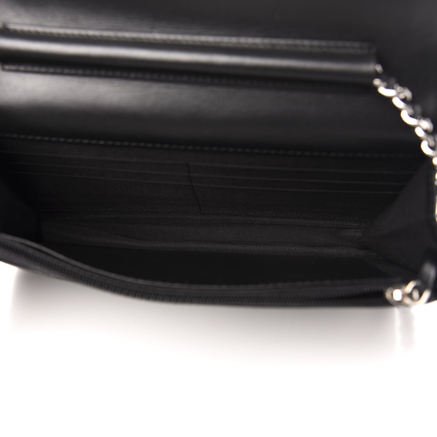 Chanel Goatskin Camellia Embossed Wallet on Chain WOC Black 5 of 10