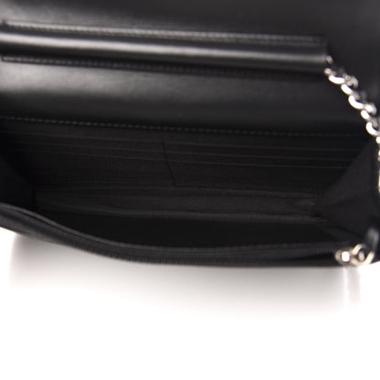 Chanel Goatskin Camellia Embossed Wallet on Chain WOC Black 5 of 10