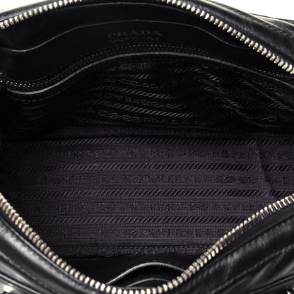 Prada Soft Calfskin Impunture Diagramme Top Handle Crossbody Bag Black 6 of 11
