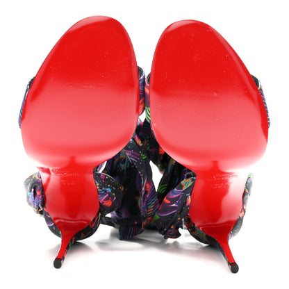 Christian Louboutin Crepe Satin Starlight Sandale Du Desert 100 Ankle Wrap Sandals  39.5 Black Multicolor 6 of 8