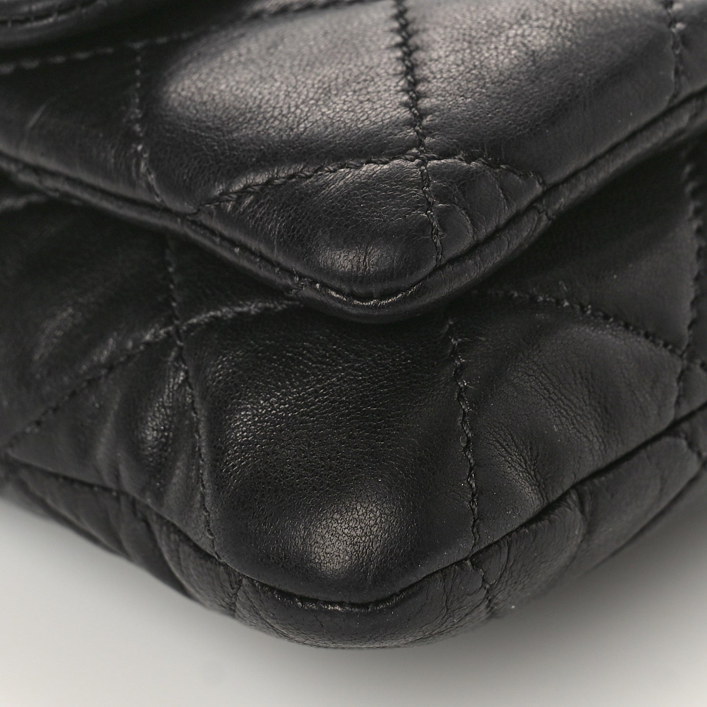 Lambskin Quilted Mineral Nights Flap Wristlet Black