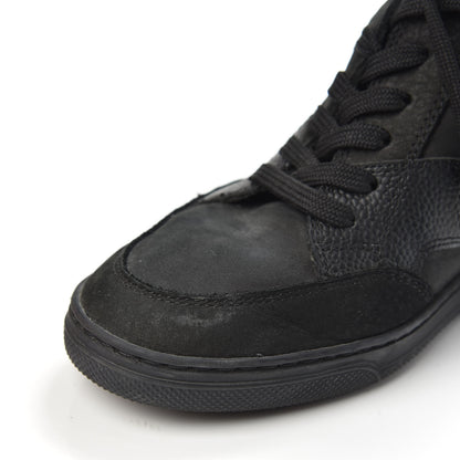 Louis Vuitton Calfskin Suede Monogram Cliff Top Wedge Sneakers 37 Black 9 of 11