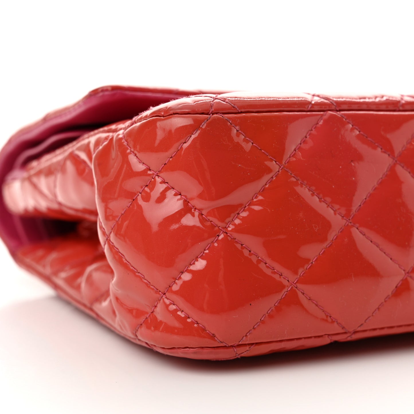 Patent Quilted Medium Double Flap Dark Pink
